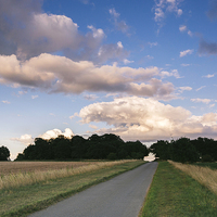 Buy canvas prints of Evening light over remote country road. by Liam Grant
