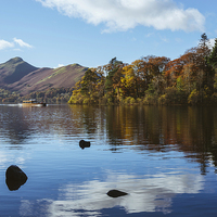 Buy canvas prints of Tour boat on Derwent Water with Cat Bells beyond. by Liam Grant