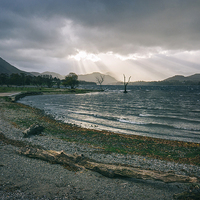 Buy canvas prints of Evening light, wind and waves on Ullswater near Po by Liam Grant