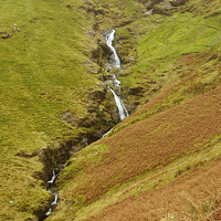Buy canvas prints of Moss Force waterfall near Newlands Hause below Rob by Liam Grant