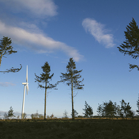 Buy canvas prints of Evening sky and Wind turbine. by Liam Grant