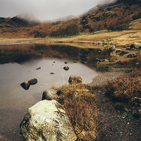 Buy canvas prints of Low cloud and reflections on Blea Tarn. by Liam Grant