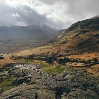Buy canvas prints of Sunlight over Little Langdale. by Liam Grant