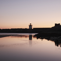 Buy canvas prints of Burry Port lighthouse at twilight. Wales, UK. by Liam Grant