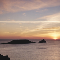 Buy canvas prints of Worms Head at sunset. Wales, UK. by Liam Grant