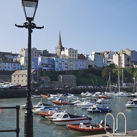 Buy canvas prints of Boats in Tenby Harbour. Wales, UK. by Liam Grant