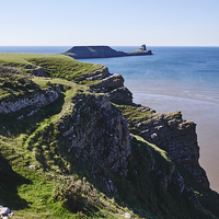 Buy canvas prints of Worms Head from Rhossili. Wales, UK. by Liam Grant