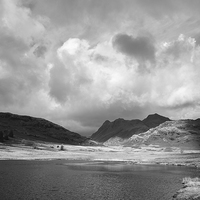 Buy canvas prints of Blea Tarn with Langdale Pikes beyond. Cumbria, UK. by Liam Grant