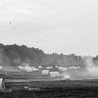 Buy canvas prints of Burning old straw bedding on a pig farm. Norfolk,  by Liam Grant