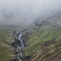 Buy canvas prints of Moss Force waterfall in cloud. Newlands Hause, Cum by Liam Grant