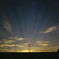 Buy canvas prints of Electricity pylons, stars and clouds. West Acre, N by Liam Grant