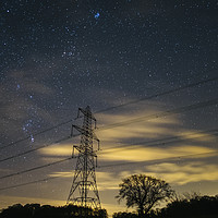 Buy canvas prints of Electricity pylons, stars and clouds. West Acre, N by Liam Grant