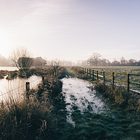 Buy canvas prints of Track beside a fenced field on a frosty morning. H by Liam Grant