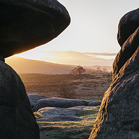 Buy canvas prints of Owler Tor rock formations at sunset. Derbyshire, U by Liam Grant