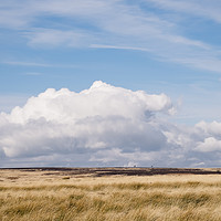 Buy canvas prints of Blue sky and white clouds above sunlit moorland. D by Liam Grant