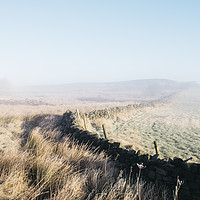 Buy canvas prints of Curved wall in the frost and fog on Beeley Moor at by Liam Grant