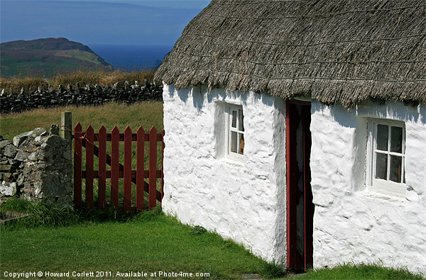 Manx thatched cottage Picture Board by Howard Corlett