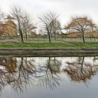 Buy canvas prints of Autumnal reflection by Howard Corlett