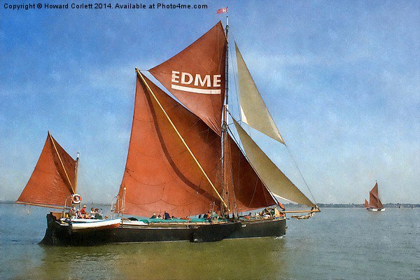 Thames Barge Edme watercolour effect Picture Board by Howard Corlett