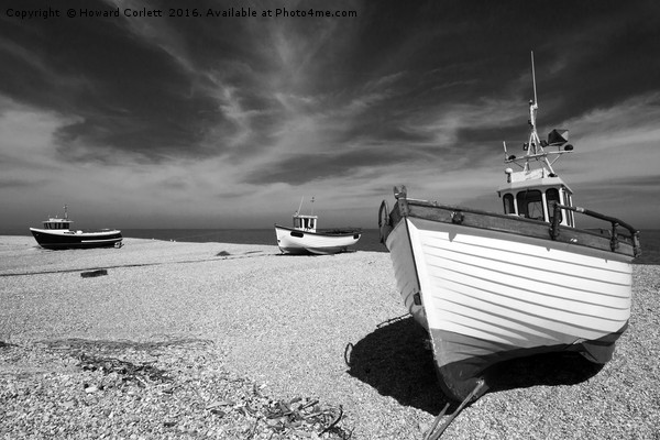 Dungeness Trio monochrome Picture Board by Howard Corlett