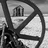 Buy canvas prints of Dungeness Dereliction Monochrome by Howard Corlett