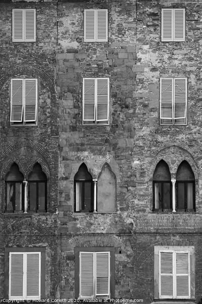 Windows and shutters monochrome Picture Board by Howard Corlett