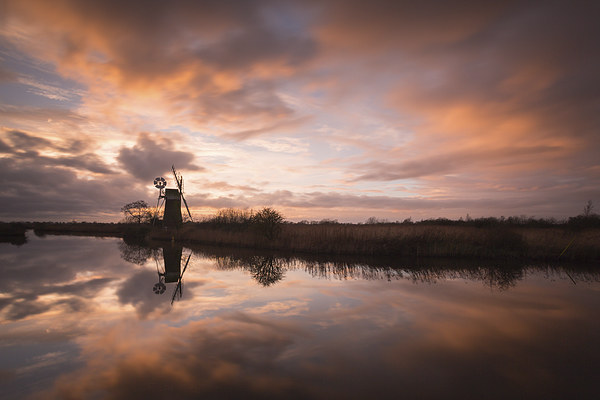 Norfolk Broads Sunset Picture Board by Simon Wrigglesworth