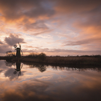 Buy canvas prints of Norfolk Broads Sunset by Simon Wrigglesworth