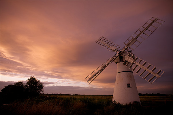 Thurne Windmill Sunset Picture Board by Simon Wrigglesworth