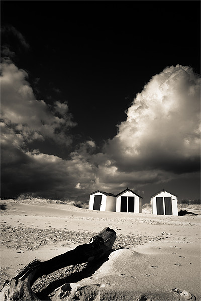 Three beach huts Picture Board by Simon Wrigglesworth