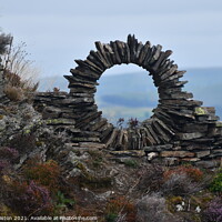 Buy canvas prints of Stone Wall Circle on a Hill (Barf) by Paul Leviston