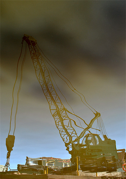 Boat Crane Reflection Picture Board by graham young