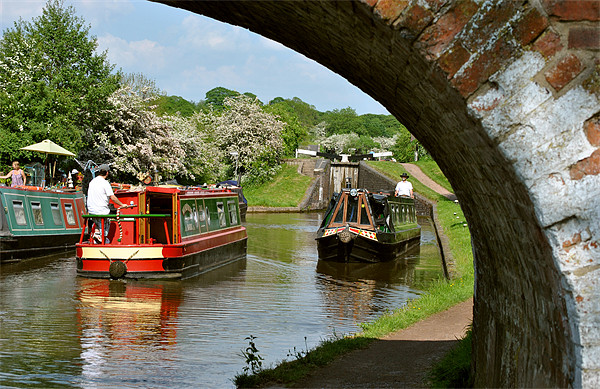 Passing Narrowboats Picture Board by graham young