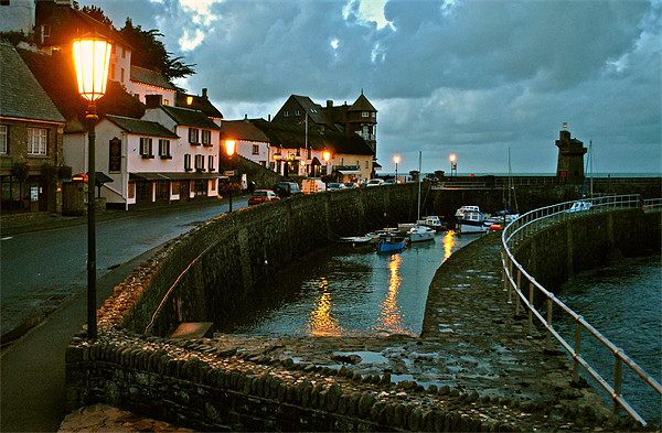 Lynmouth Harbour by Lamplight Picture Board by graham young