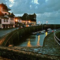 Buy canvas prints of Lynmouth Harbour by Lamplight by graham young
