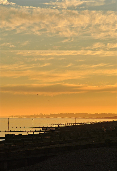 Sunset over Littlehampton Beach Picture Board by graham young