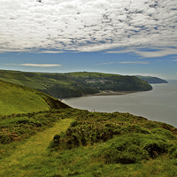 Buy canvas prints of Lynton and Lynmouth, a view from Countisbury  by graham young