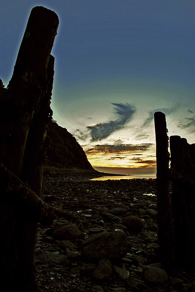 Sunset and Groynes  Picture Board by graham young