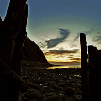 Buy canvas prints of Sunset and Groynes  by graham young
