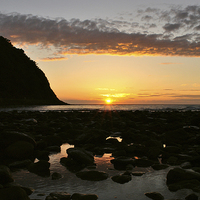 Buy canvas prints of Rock Pool and Sunset  by graham young