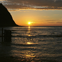 Buy canvas prints of Panoramic Lynmouth Sunset  by graham young