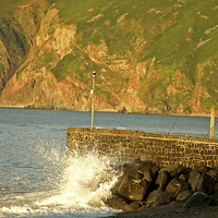 Buy canvas prints of Breakers on the Harbour Wall  by graham young