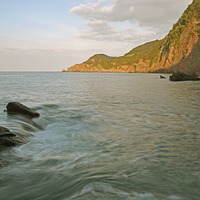 Buy canvas prints of Woody Bay at High Tide  by graham young