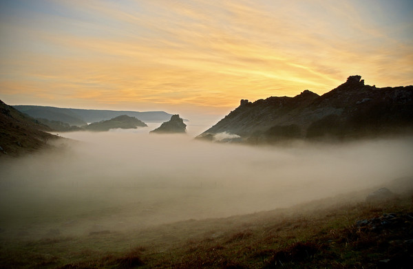 The Valley of Rocks in a Sea Mist Picture Board by graham young
