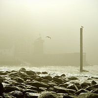 Buy canvas prints of Lynmouth Harbour in a Sea Mist by graham young