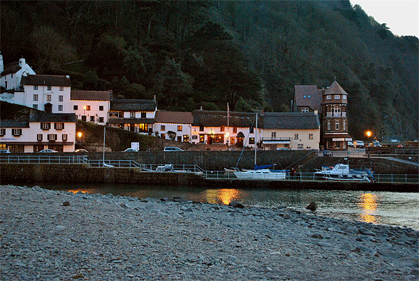 Lynmouth Harbour at Dusk Picture Board by graham young