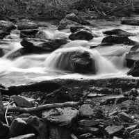 Buy canvas prints of a rocky stream on exmoor b+w by graham young