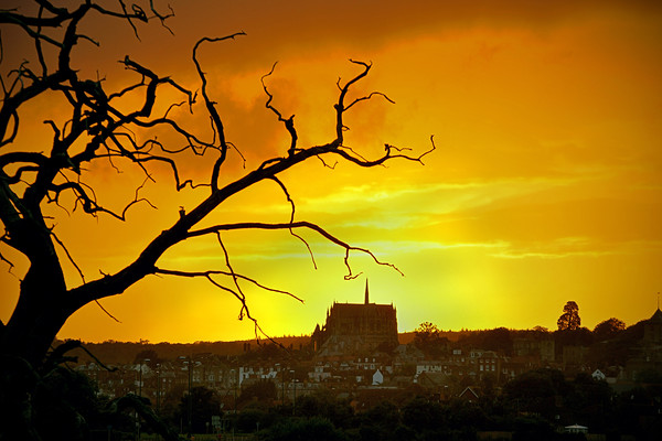 Sunset Over Arundel Cathedral Picture Board by graham young