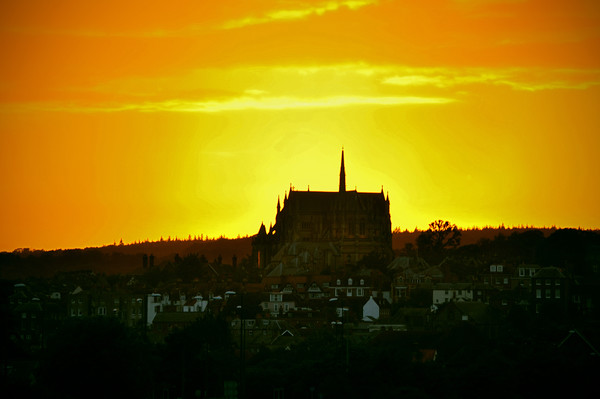 Arundel Cathedral at Sunset Picture Board by graham young