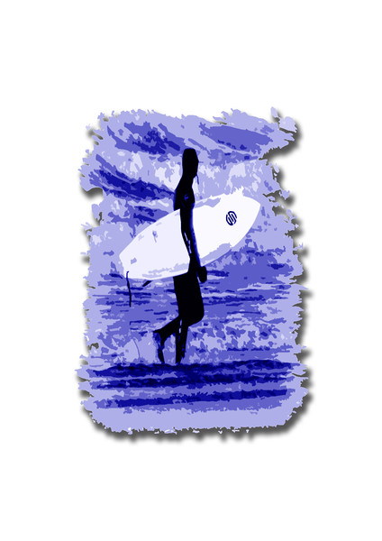 Surfer Silhouette in Blue Picture Board by graham young